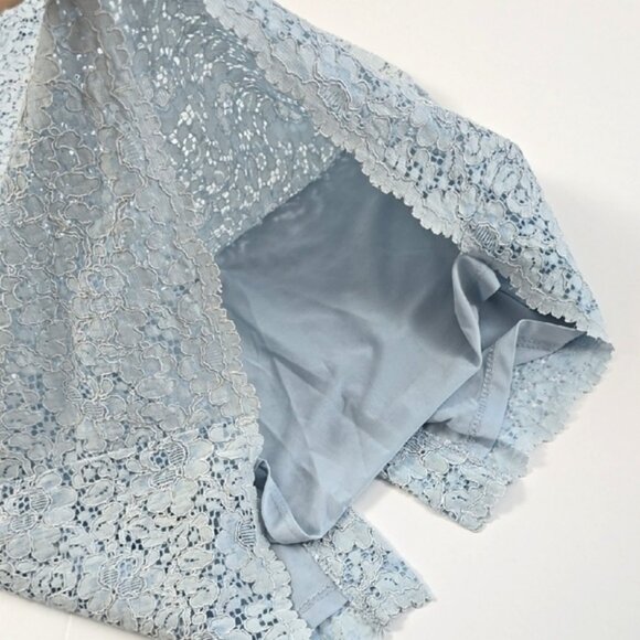 ZARA Basic Women's Light Blue Embroidered Lace Pencil Skirt Back Slit Size M - Picture 7 of 15
